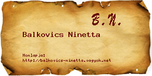 Balkovics Ninetta névjegykártya